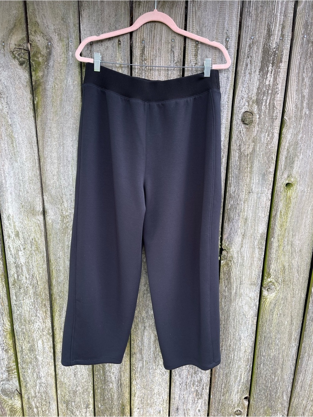 SPANX AirEssentials Wide Leg Cropped Pants Black High-Rise Pull On Travel | XL